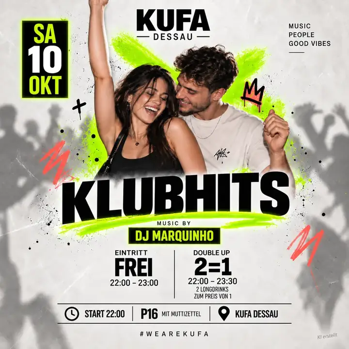 Flyer Klubhits mit DJ Marquinho am 10. Oktober